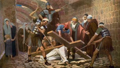 Jesus Falls for the Second Time While Carrying His Cross by Unbekannt Unbekannt